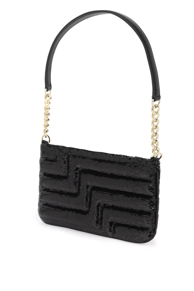 Avenue Slim Quilted Sequin Shoulder Bag in Black