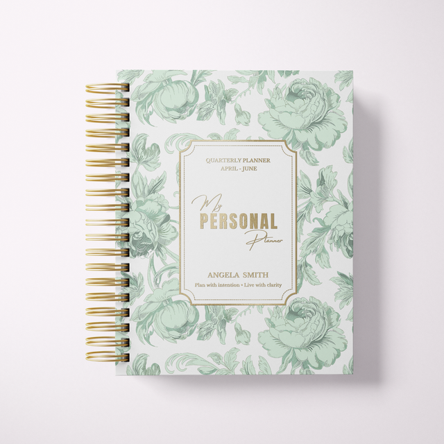 Quarterly | Dreamy Peonies | Daily Spiral Planner | Green