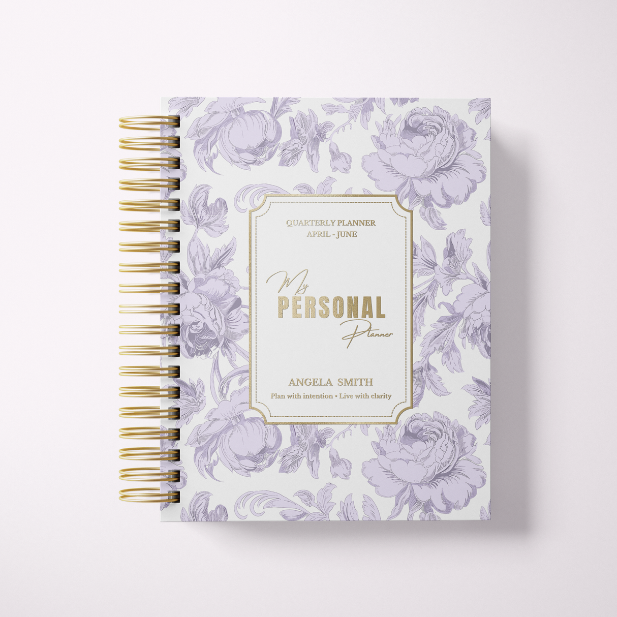 Quarterly - Dreamy Peonies - Daily Spiral Planner - Lilac
