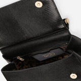 Sicily Iguana Print Large Top Handle Bag in Black Handbags DOLCE & GABBANA - LOLAMIR