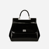 KIM D&G Sicily Large Handbag in Glossy Black/Silver Handbags DOLCE & GABBANA - LOLAMIR