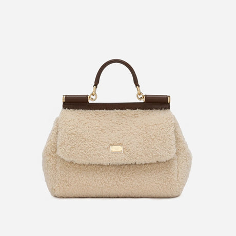 Sicily Fur Large handbag in Cream Handbags DOLCE & GABBANA - LOLAMIR