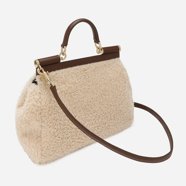 Sicily Fur Large handbag in Cream Handbags DOLCE & GABBANA - LOLAMIR