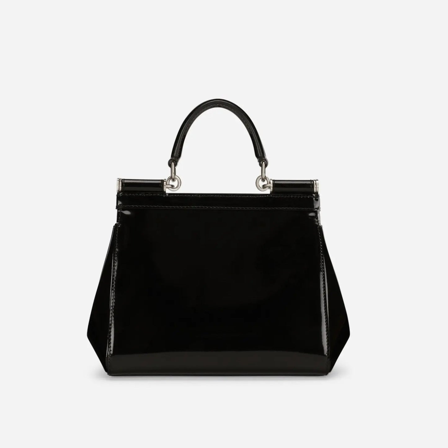 KIM D&G Sicily Medium Handbag in Glossy Black/Silver Handbags DOLCE & GABBANA - LOLAMIR