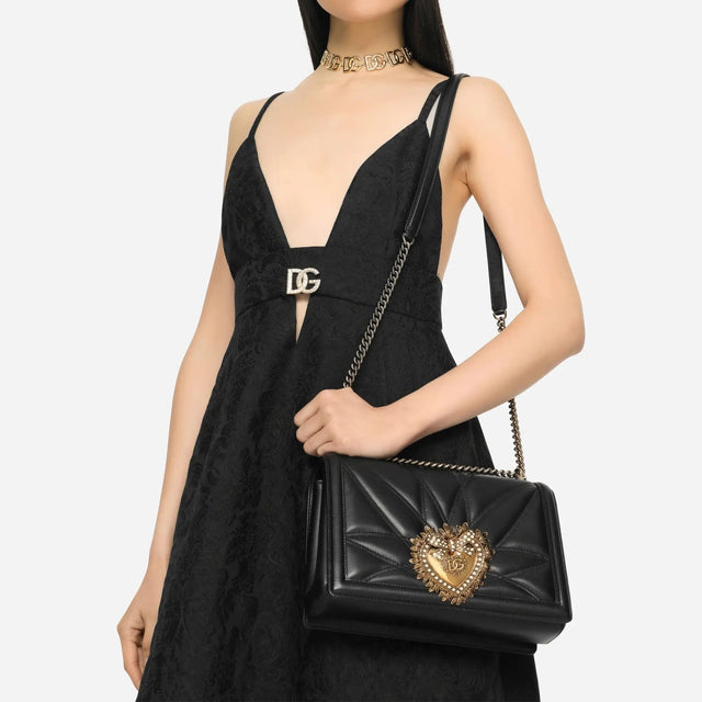 Devotion Quilted Large Shoulder Bag in Black Handbags DOLCE & GABBANA - LOLAMIR