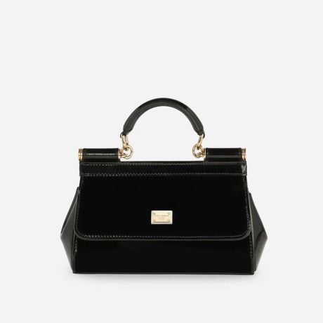 KIM D&G Sicily Small Handbag in Glossy Black/Gold Handbags DOLCE & GABBANA - LOLAMIR