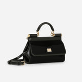 KIM D&G Sicily Small Handbag in Glossy Black/Gold Handbags DOLCE & GABBANA - LOLAMIR