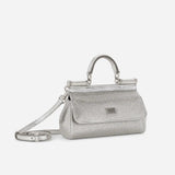 KIM D&G Sicily Satin Rhinestone Small Bag in Silver Handbags DOLCE & GABBANA - LOLAMIR