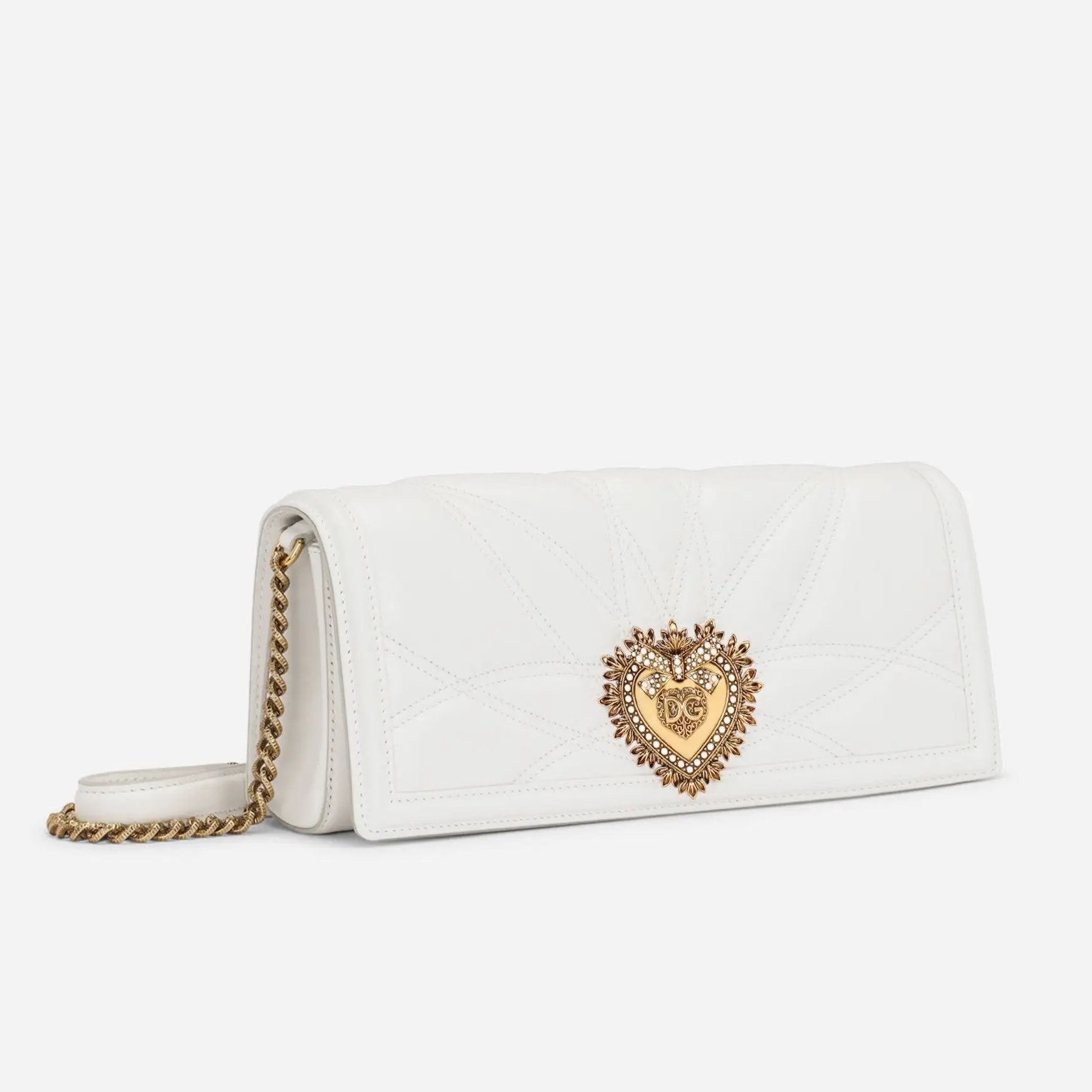 Devotion Quilted Leather Baguette Bag in White Handbags DOLCE & GABBANA - LOLAMIR