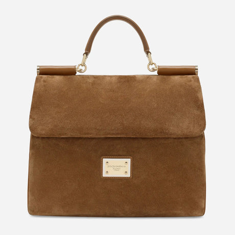 Sicily Large Suede Soft Bag in Brown Handbags DOLCE & GABBANA - LOLAMIR