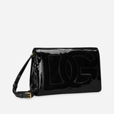 DG Logo Soft Patent Shoulder Bag in Black Handbags DOLCE & GABBANA - LOLAMIR