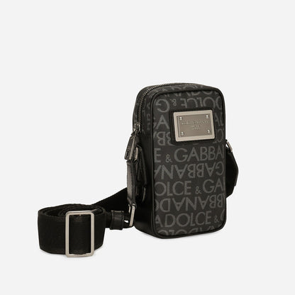 Small Coated Jacquard Crossbody Bag in Black Handbags DOLCE & GABBANA - LOLAMIR