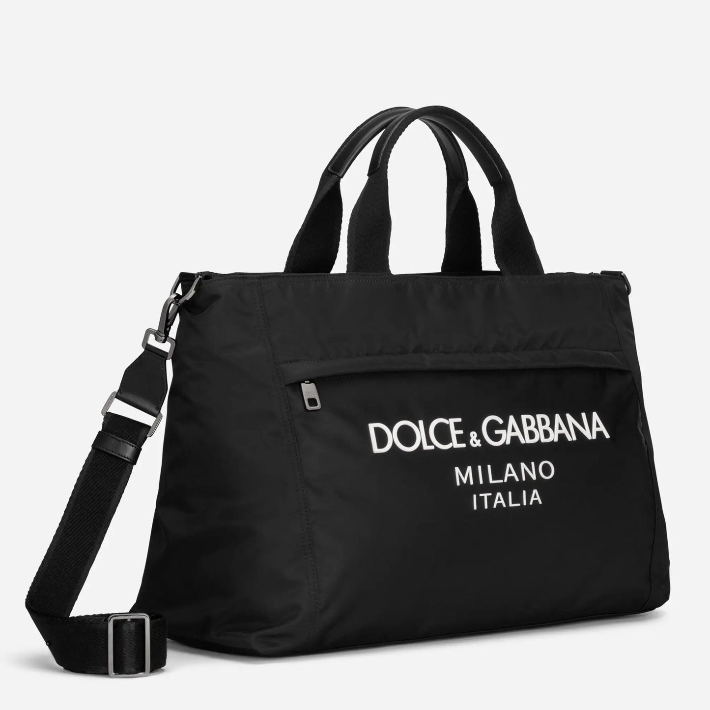 Nylon Holdall with Rubberized Logo in Black Handbags DOLCE & GABBANA - LOLAMIR