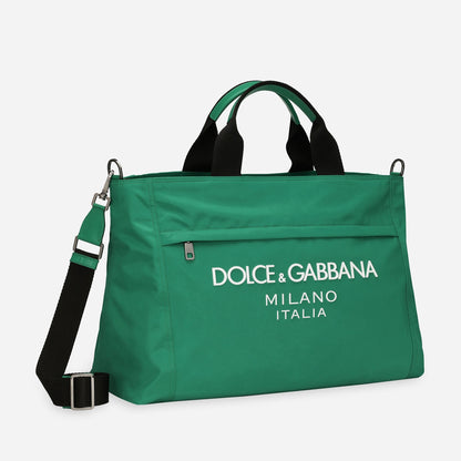 Nylon holdall with rubberized logo in Green Handbags DOLCE & GABBANA - LOLAMIR