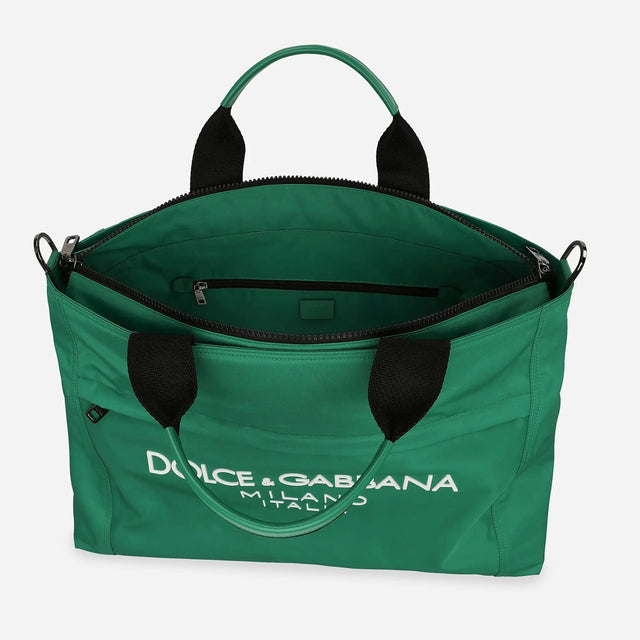 Nylon holdall with rubberized logo in Green Handbags DOLCE & GABBANA - LOLAMIR