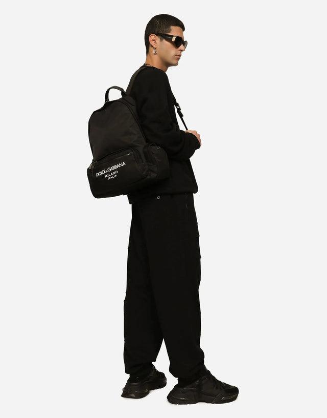Nylon Backpack with Rubberized Logo Handbags DOLCE & GABBANA - LOLAMIR