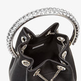 Bon Bon Satin with Crystal Handle Bag in Black Handbags JIMMY CHOO - LOLAMIR