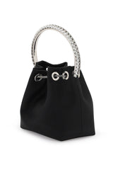 Bon Bon Satin with Crystal Handle Bag in Black