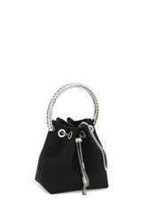 Bon Bon Satin with Crystal Handle Bag in Black