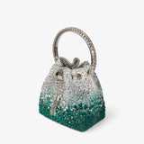 Bon Bon Crystal Bucket Bag in Emerald/Silver Handbags JIMMY CHOO - LOLAMIR