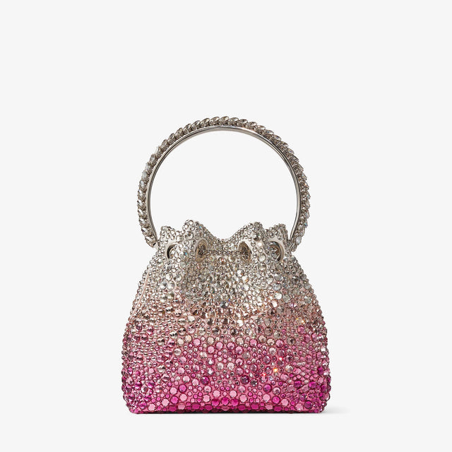 Bon Bon Crystal Bucket Bag in Candy Pink/Silver Handbags JIMMY CHOO - LOLAMIR