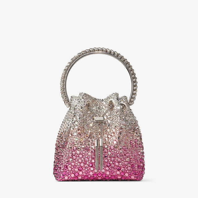 Bon Bon Crystal Bucket Bag in Candy Pink/Silver Handbags JIMMY CHOO - LOLAMIR