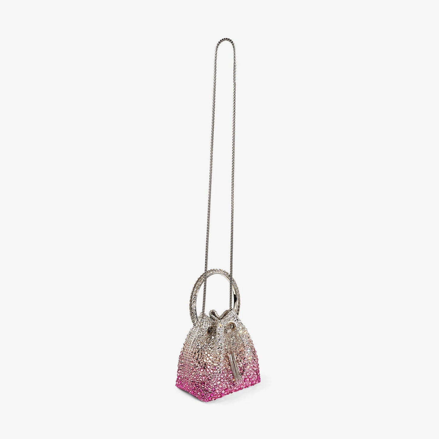 Bon Bon Crystal Bucket Bag in Candy Pink/Silver Handbags JIMMY CHOO - LOLAMIR
