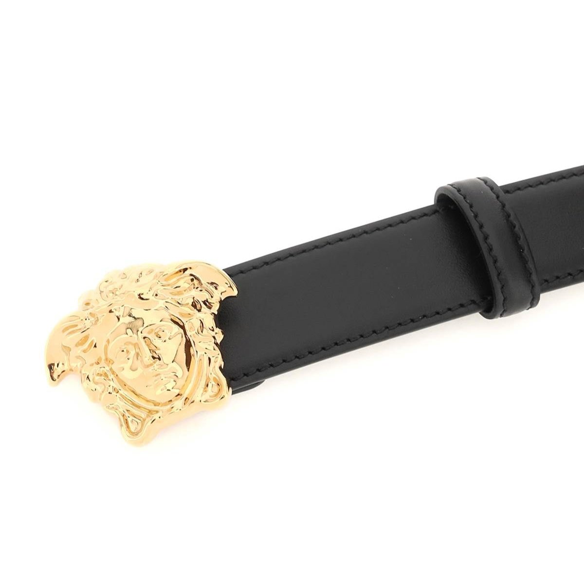 Medusa Buckle Leather Belt