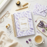 Quarterly | Wispy Feathers | Daily Spiral Planner | Lilac