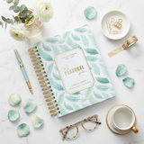 Quarterly | Wispy Feathers  | Daily Spiral Planner | Teal