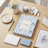 Quarterly | Wispy Feathers | Daily Spiral Planner | Blue