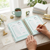 Quarterly | Wispy Feathers  | Daily Spiral Planner | Teal