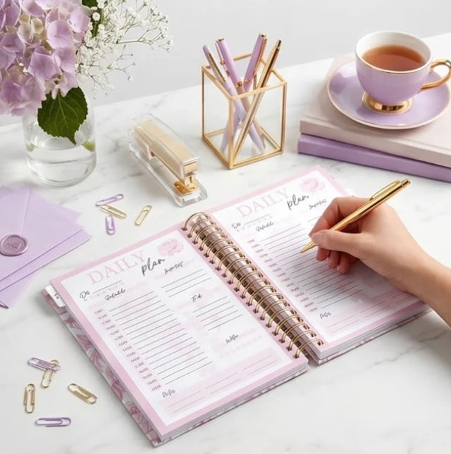 DAILY | Dreamy Peonies | Spiral Planner | Custom Start Month | Pink