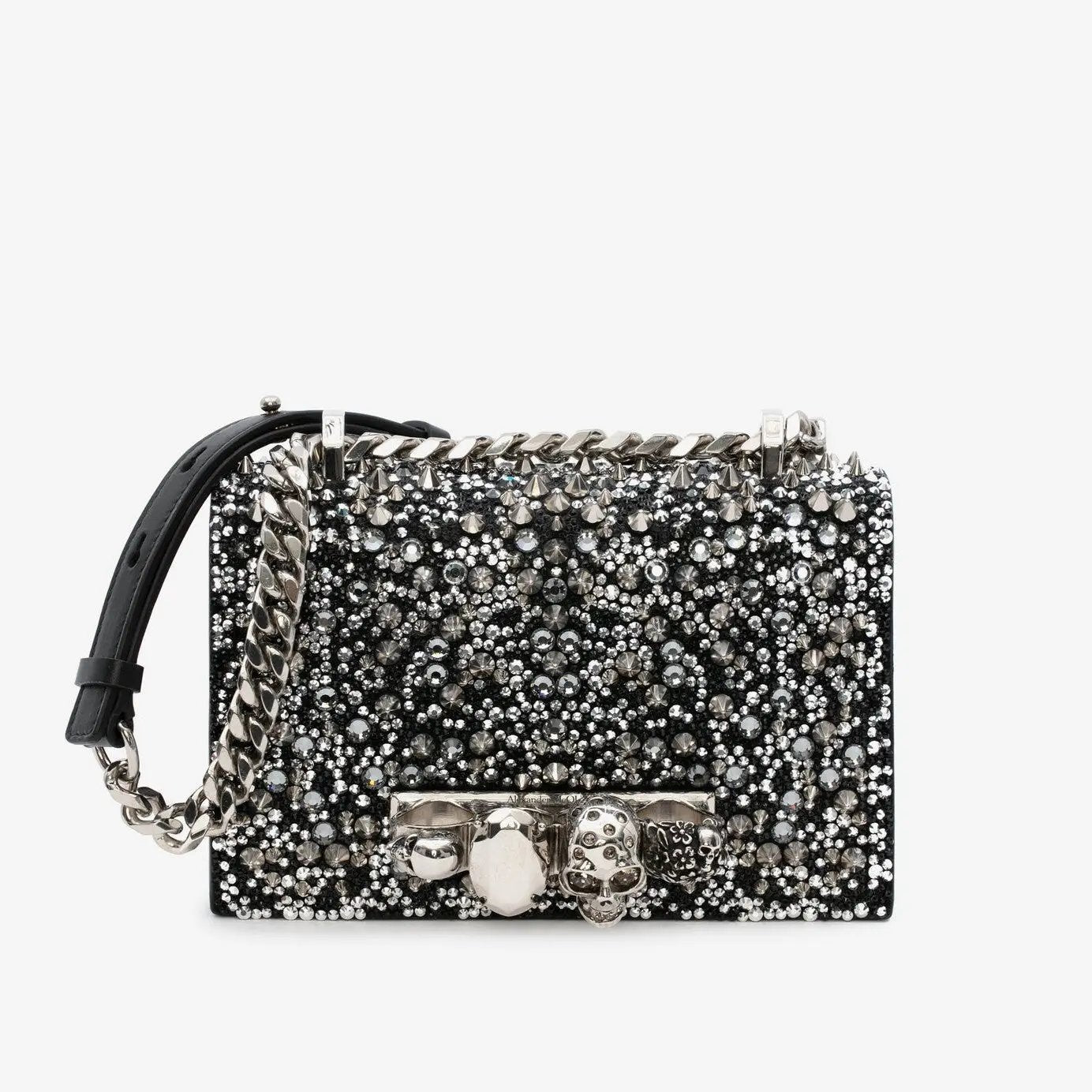 Crystal-embellished Mini Jewelled Satchel in Black Handbags ALEXANDER MCQUEEN - LOLAMIR