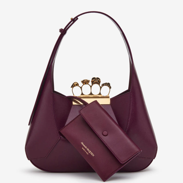 The Jewelled Hobo Bag in Burgundy Handbags ALEXANDER MCQUEEN - LOLAMIR