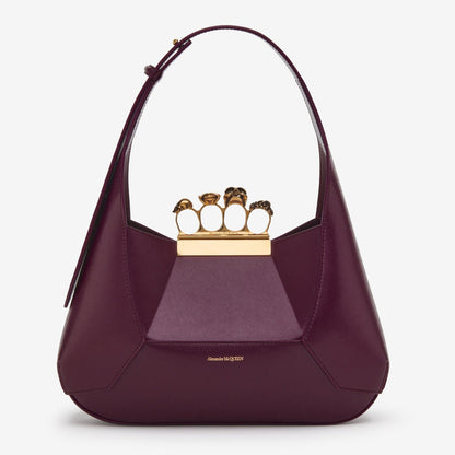 The Jewelled Hobo Bag in Burgundy Handbags ALEXANDER MCQUEEN - LOLAMIR