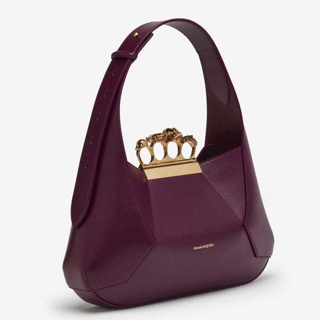 The Jewelled Hobo Bag in Burgundy Handbags ALEXANDER MCQUEEN - LOLAMIR