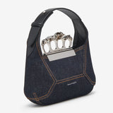 The Jewelled Hobo Mini Bag in Denim Handbags ALEXANDER MCQUEEN - LOLAMIR