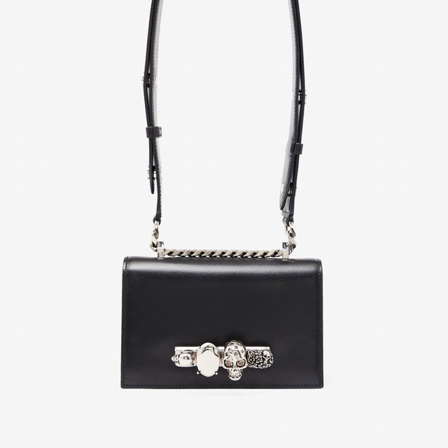 The Biker Mini Jewelled Satchel in Smooth Black Handbags ALEXANDER MCQUEEN - LOLAMIR