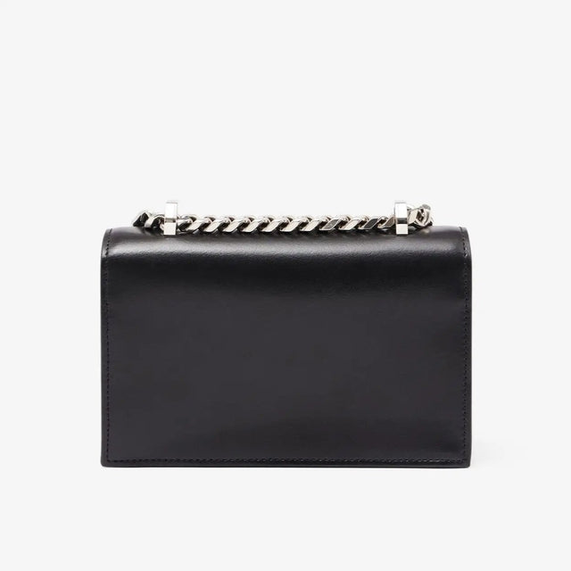 The Biker Mini Jewelled Satchel in Smooth Black Handbags ALEXANDER MCQUEEN - LOLAMIR