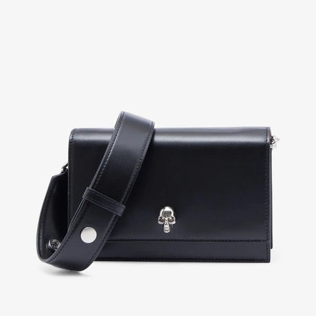 The Biker Small Skull Bag in Smooth Black Handbags ALEXANDER MCQUEEN - LOLAMIR