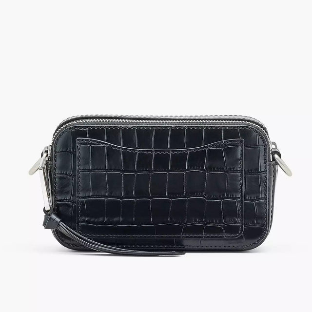 The Croc-Embossed Snapshot in Black Handbags MARC JACOBS - LOLAMIR