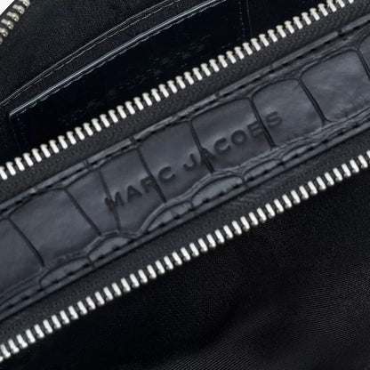 The Croc-Embossed Snapshot in Black Handbags MARC JACOBS - LOLAMIR