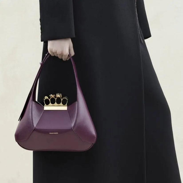 The Jewelled Hobo Bag in Burgundy Handbags ALEXANDER MCQUEEN - LOLAMIR