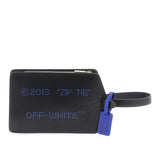 Zip Tie Medium Clutch in Black/Blue Handbags OFF-WHITE - LOLAMIR