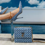 Avenue Quad Quilted Bag in Denim JC Monogram Handbags JIMMY CHOO - LOLAMIR