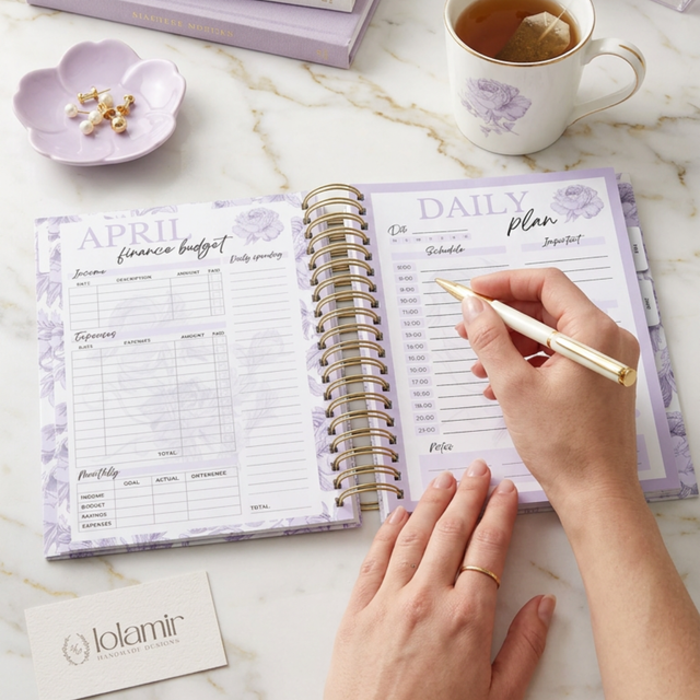 Quarterly | Dreamy Peonies | Daily Spiral Planner | Lilac