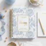 Quarterly | Dreamy Peonies | Daily Spiral Planner | Blue
