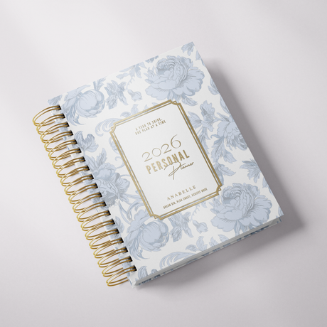 DAILY | Dreamy Peonies | Spiral Planner | Custom Start Month | Blue