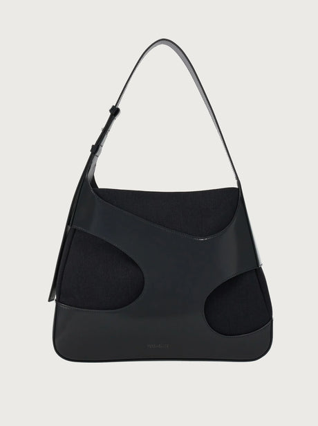 Hobo Large Shoulder bag with cut-out detailing in Black Handbags FERRAGAMO - LOLAMIR